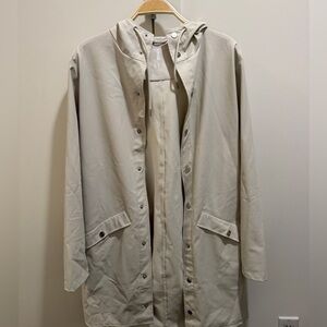 Rains off white mid length rain coat